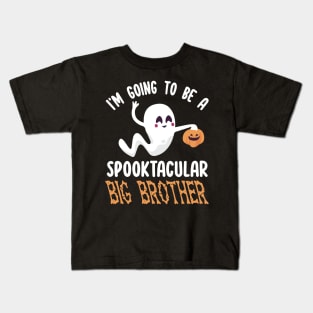 Ghost Fly Pumpkin I'm Going To Be A Spooktacular Big Brother Kids T-Shirt